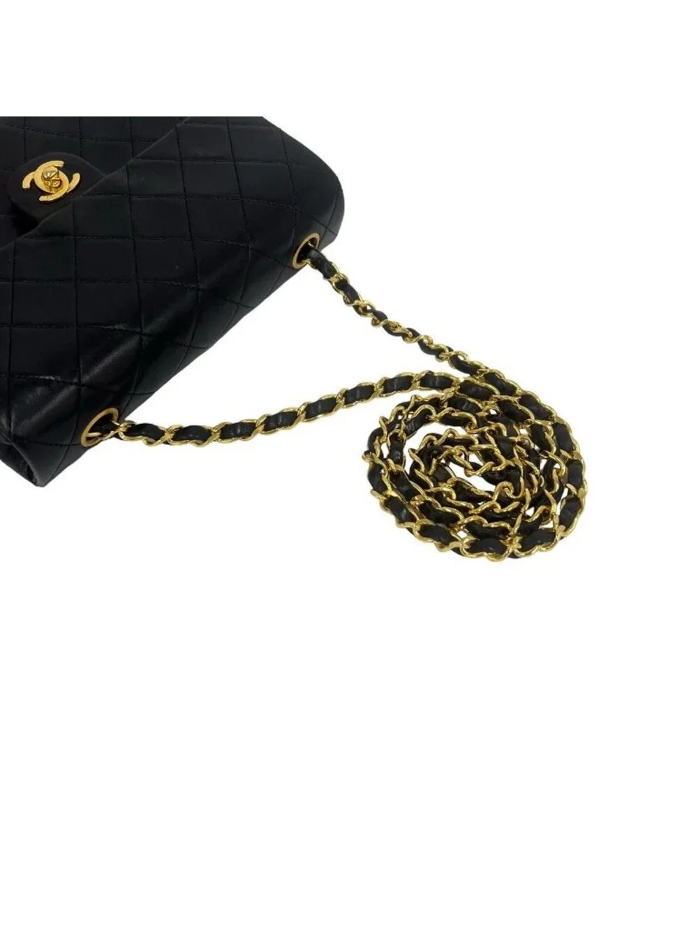 Chanel Quilted CC Logo Lambskin Leather Chain Shoulder Bag Black